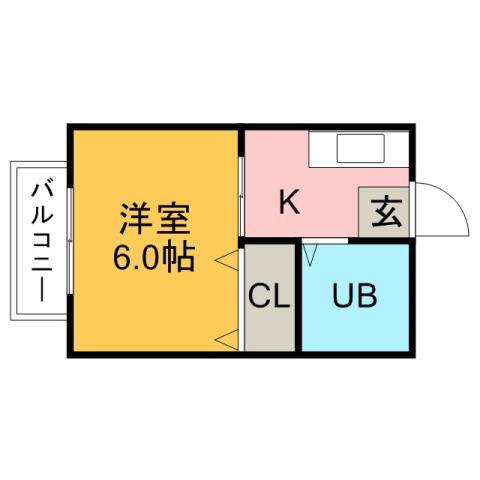 東陽ハイツ(1K/1階)の間取り写真