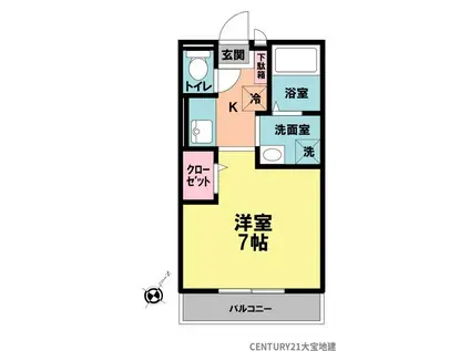 エクセレント(ワンルーム/2階)の間取り写真