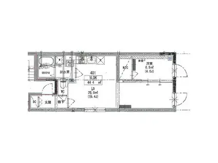 MELDIA RESIDENTIAL 北千住(1LDK/4階)の間取り写真