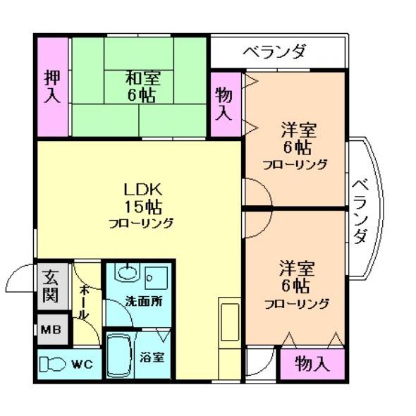 グランドール石橋(3LDK/1階)の間取り写真