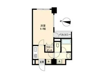 ガーネットヒルズ上杉(1K/2階)の間取り写真