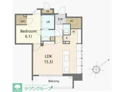 パークレジデンシャル博多(1LDK/15階)の間取り写真