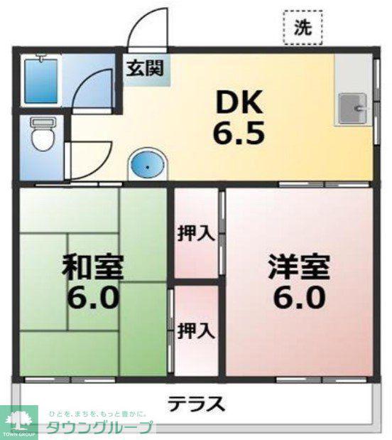 ヴィラ霞(2DK/1階)の間取り写真