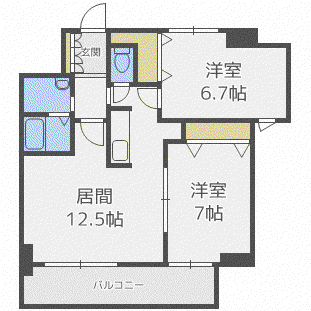 アルティー発寒(2LDK/7階)の間取り写真