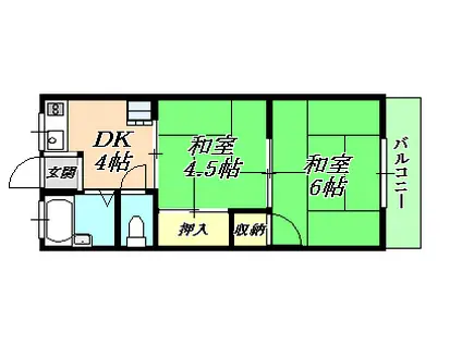 福禄荘(2DK/2階)の間取り写真