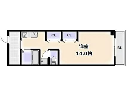 常盤ビル(ワンルーム/4階)の間取り写真