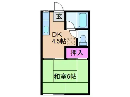 ファミーユ・緑(1K/1階)の間取り写真