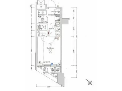 アルテシモ ヴィスタ(1K/9階)の間取り写真