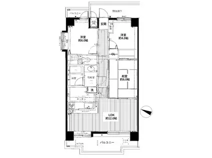ダイアパレス湘南台(3LDK/8階)の間取り写真