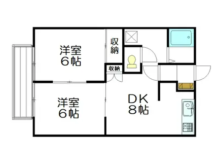 サンヒルズ庄原B(2DK/1階)の間取り写真