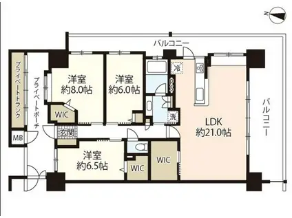 ヴェルディ楽々園パームガーデンイースト(4LDK/12階)の間取り写真