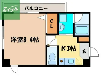 グリーンコート樺島(1K/3階)の間取り写真