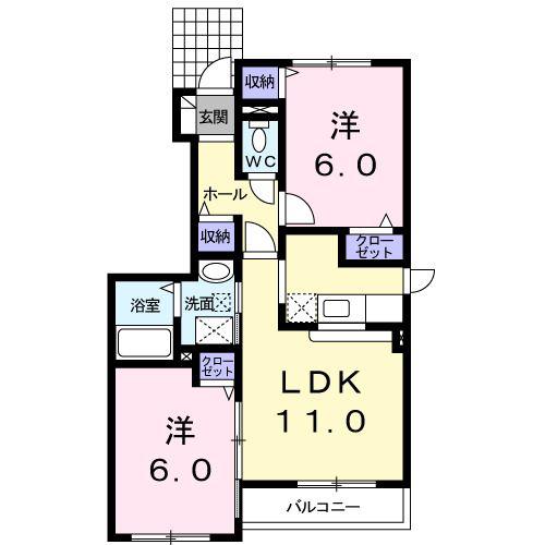クレメントスクエア(2LDK/1階)の間取り写真