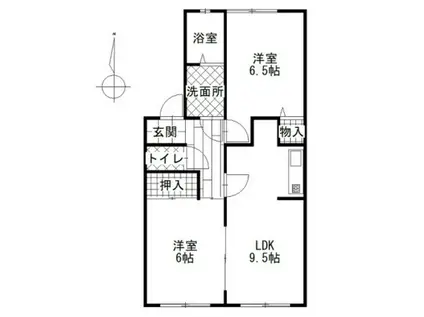 エトワール中井A(2LDK/1階)の間取り写真