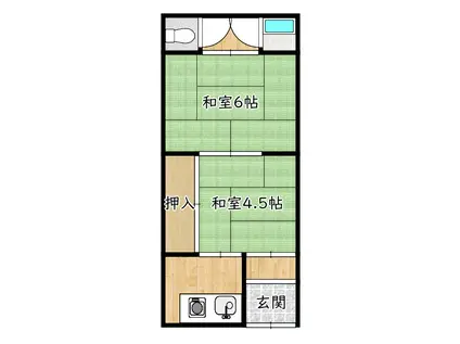 西野第2文化(2K/1階)の間取り写真