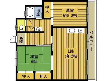 佐伯 ビル(2LDK/4階)の間取り写真