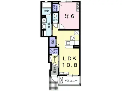 アルコバレーノ C(1LDK/1階)の間取り写真
