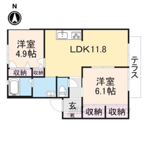 キタフレンズ(2LDK/1階)の間取り写真