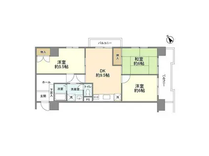 成増ローヤルコーポ(3DK/11階)の間取り写真