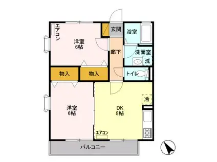 LA CONFOR (2DK/2階)の間取り写真