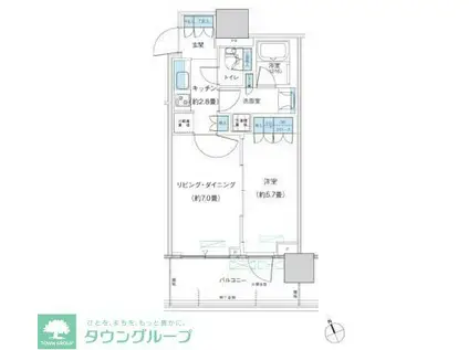 パークシティ柏の葉キャンパス ザ・ゲートタワー ウエスト(1DK/9階)の間取り写真