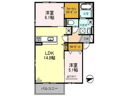 プランタン(2LDK/3階)の間取り写真