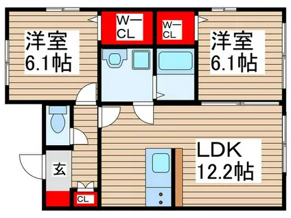 プレミール・ヴィラ(2LDK/1階)の間取り写真