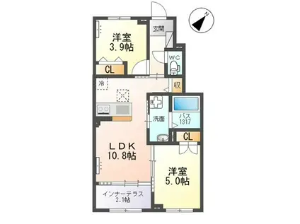 ラヴェルナ(2LDK/1階)の間取り写真