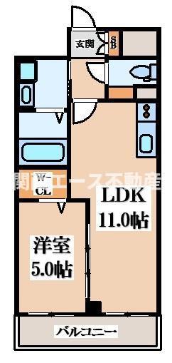 VITA荒本(1LDK/4階)の間取り写真