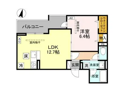 TORISIAS ゆいの杜6丁目 B棟(1LDK/1階)の間取り写真