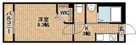 ベルテ新城(1K/1階)の間取り写真
