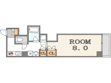 KAISEI十日市(1K/4階)の間取り写真