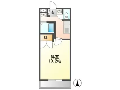 プチシャトー楽田(1K/2階)の間取り写真