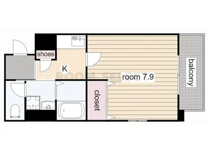 オレンジヴィラ若水(1K/1階)の間取り写真