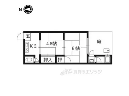 第一ニューグリンハウス杉(2K/2階)の間取り写真