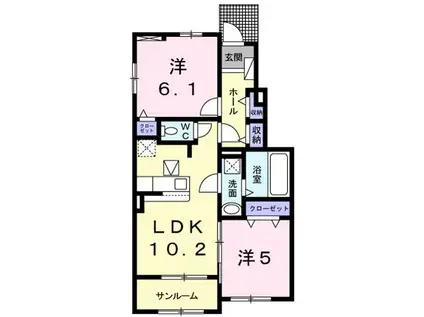 サンリット・エンゼルB(2LDK/1階)の間取り写真
