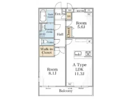 リブリ・淵野辺III(2LDK/1階)の間取り写真