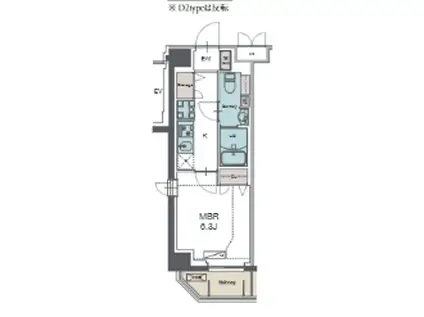 LUXENA勝田台(1K/2階)の間取り写真