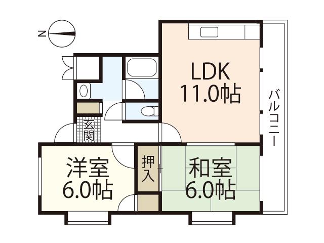 森田ビルNO3(2LDK/3階)の間取り写真