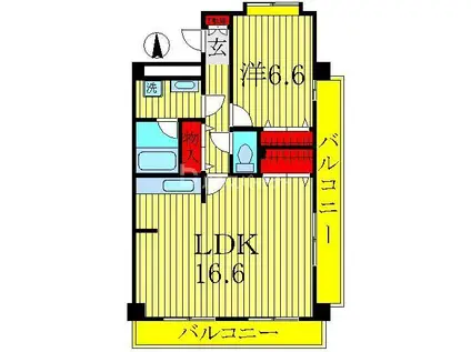 ウイングコート(1LDK/2階)の間取り写真