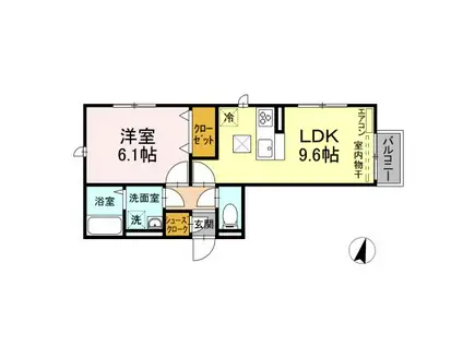 CASA SERENA・CASA VIVACE カーサヴィヴァーチェ(1LDK/1階)の間取り写真