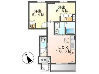 EPI III(2LDK/1階)の間取り写真