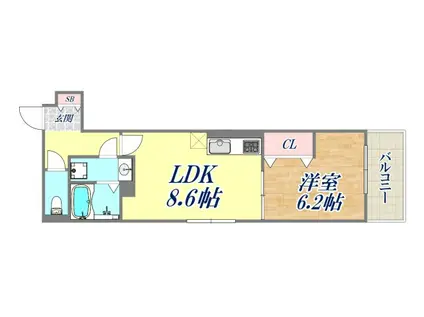 D-ROOM旗塚通(1LDK/3階)の間取り写真