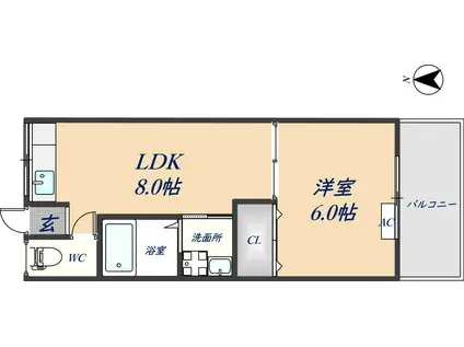 瓢マンション(1LDK/1階)の間取り写真