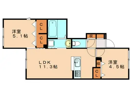 エレガンスプラスI(2LDK/1階)の間取り写真