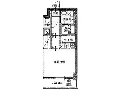 エスーフォート八王子堀之内(1K/3階)の間取り写真