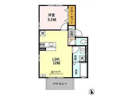 ウエスト ビーグル B(1LDK/1階)の間取り写真