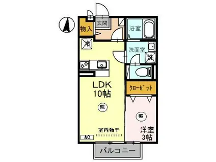 グリーンリーフ(1LDK/2階)の間取り写真