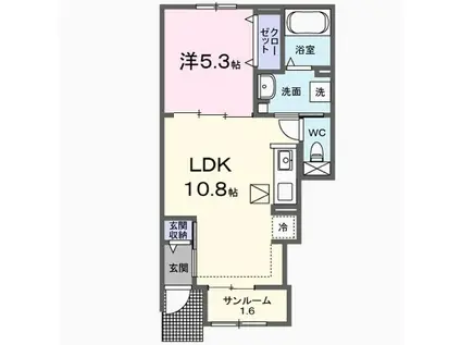クラール勅使イーストB(1LDK/1階)の間取り写真