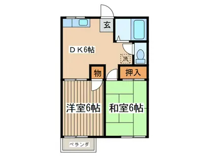 グランデュール福山A(2DK/2階)の間取り写真